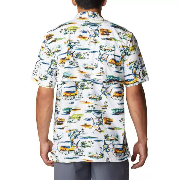 imageColumbia Mens Trollers Best Short Sleeve ShirtWhite Watercolor Island Print