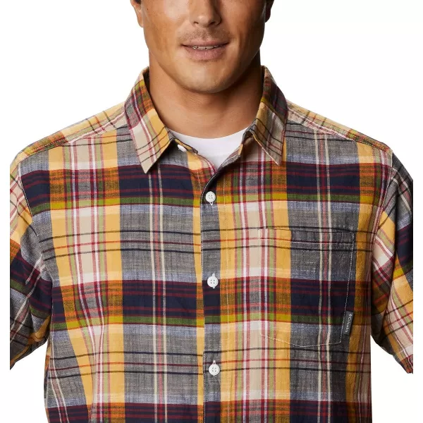 imageColumbia Mens Under Exposure Yarn Dye Short Sleeve ShirtBright Gold Madras