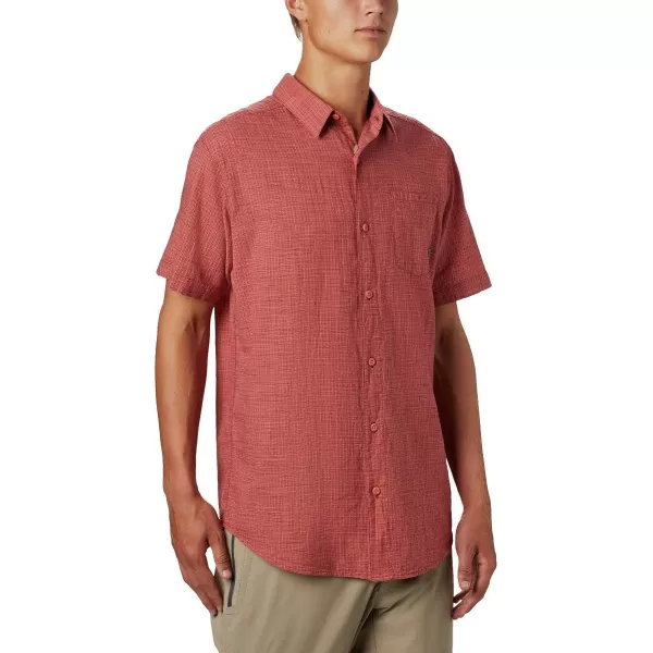imageColumbia Mens Under Exposure Yarn Dye Short Sleeve ShirtDark Coral Plaid