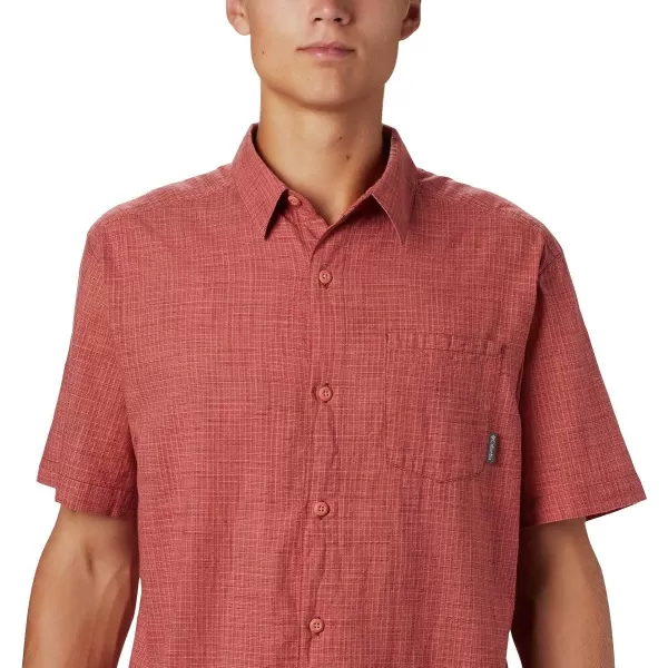 imageColumbia Mens Under Exposure Yarn Dye Short Sleeve ShirtDark Coral Plaid