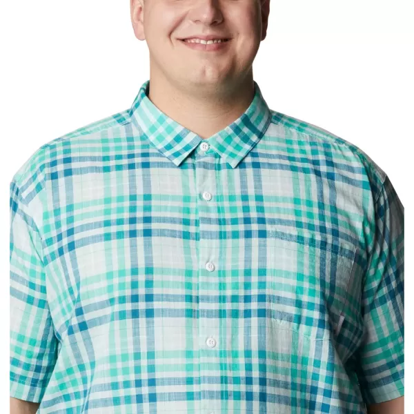 imageColumbia Mens Under Exposure Yarn Dye Short Sleeve ShirtElectric Turquoise Madras Gingham