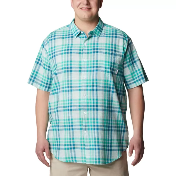 imageColumbia Mens Under Exposure Yarn Dye Short Sleeve ShirtElectric Turquoise Madras Gingham