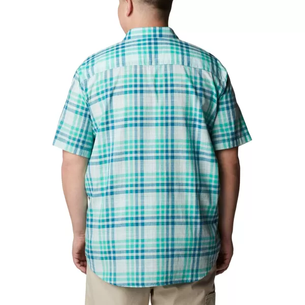 imageColumbia Mens Under Exposure Yarn Dye Short Sleeve ShirtElectric Turquoise Madras Gingham
