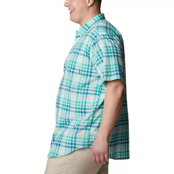 imageColumbia Mens Under Exposure Yarn Dye Short Sleeve ShirtElectric Turquoise Madras Gingham