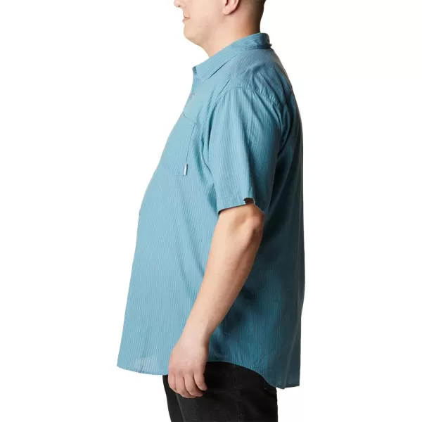 imageColumbia Mens Under Exposure Yarn Dye Short Sleeve ShirtElectric Turquoise Oxford Stripe