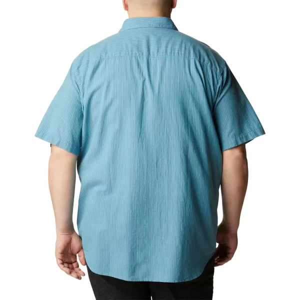 imageColumbia Mens Under Exposure Yarn Dye Short Sleeve ShirtElectric Turquoise Oxford Stripe