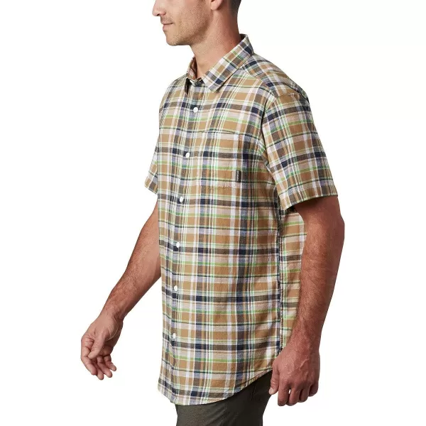 imageColumbia Mens Under Exposure Yarn Dye Short Sleeve ShirtGreen Boa Multi Plaid
