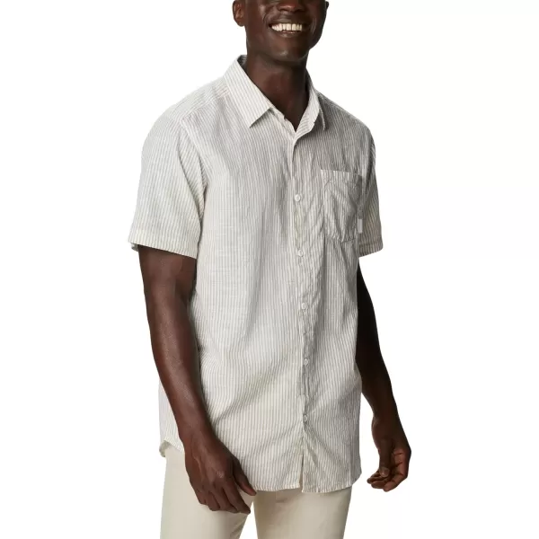 imageColumbia Mens Under Exposure Yarn Dye Short Sleeve ShirtSavory Oxford Stripe