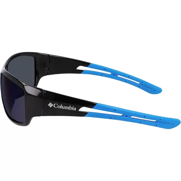 imageColumbia Mens Utilizer Wrap SunglassesShiny Black amp BlueBlue Mirror