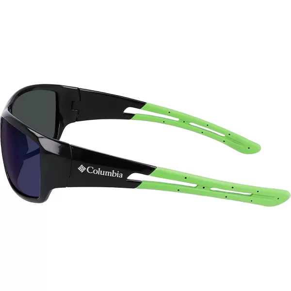 imageColumbia Mens Utilizer Wrap SunglassesShiny Black amp GreenGreen Mirror