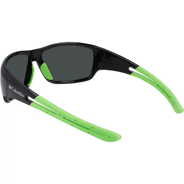 imageColumbia Mens Utilizer Wrap SunglassesShiny Black amp GreenGreen Mirror