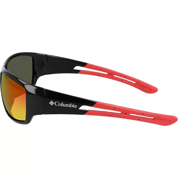 imageColumbia Mens Utilizer Wrap SunglassesShiny Black amp RedRed Revo