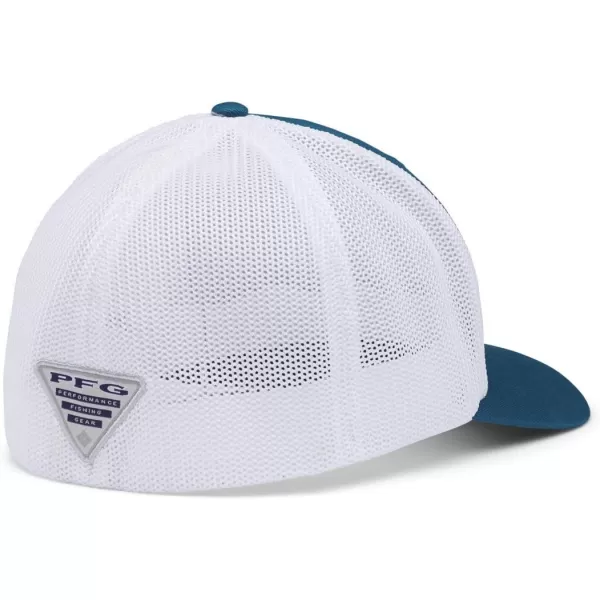 imageColumbia PFG Mesh Canada Fish Flag StretchFit HatAegean BlueWhiteUs Fish Flag