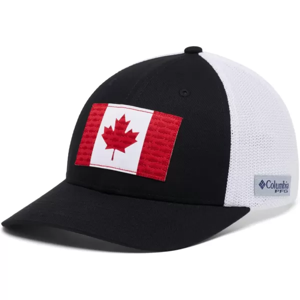 imageColumbia PFG Mesh Canada Fish Flag StretchFit HatBlack  Canada Flag