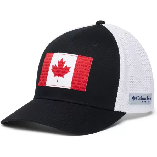 imageColumbia PFG Mesh Canada Fish Flag StretchFit HatBlack  Canada Flag