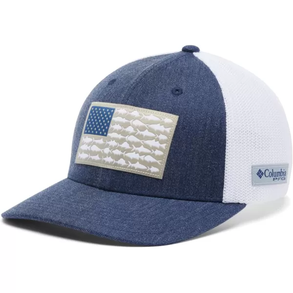 imageColumbia PFG Mesh Canada Fish Flag StretchFit HatCarbon HeatherUS Fish Flag