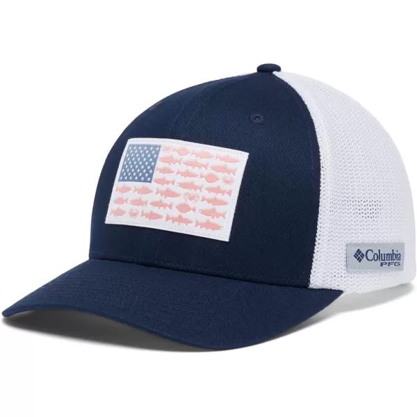 imageColumbia PFG Mesh Canada Fish Flag StretchFit HatCollegiate Navy  Pnw Flag