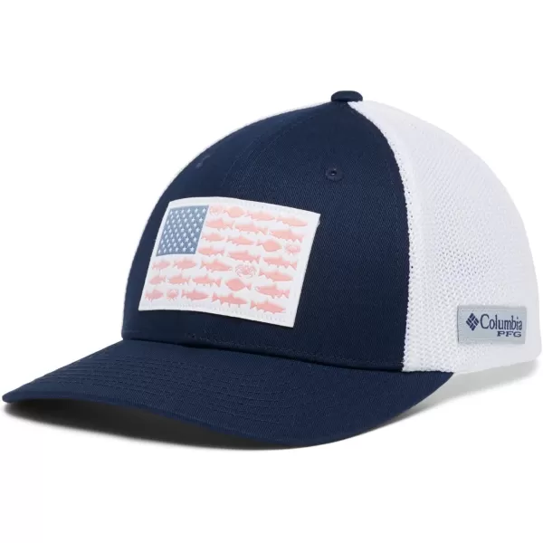 imageColumbia PFG Mesh Canada Fish Flag StretchFit HatCollegiate Navy  Pnw Flag