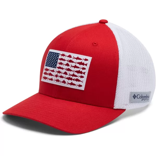 imageColumbia PFG Mesh Canada Fish Flag StretchFit HatRed SparkWhiteUS Fish