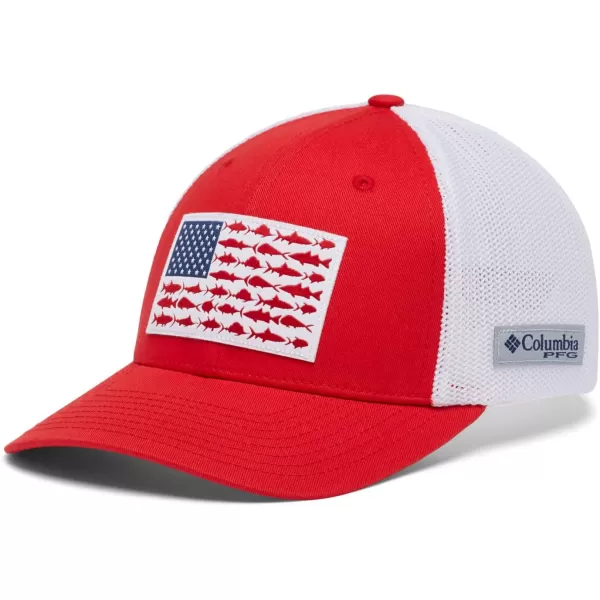 imageColumbia PFG Mesh Canada Fish Flag StretchFit HatRed SparkWhiteUS Fish