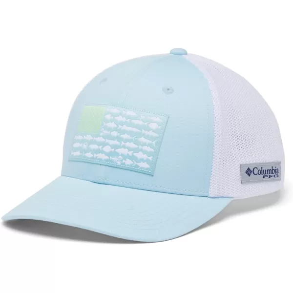 imageColumbia PFG Mesh Canada Fish Flag StretchFit HatSpring BlueWhiteMid Atlantic Flag