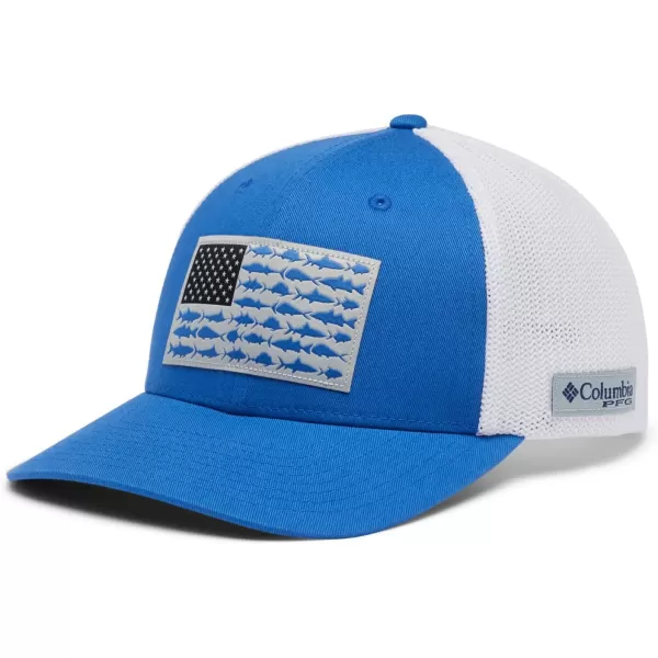 imageColumbia PFG Mesh Canada Fish Flag StretchFit HatVivid BlueWhiteUS Fish Flag
