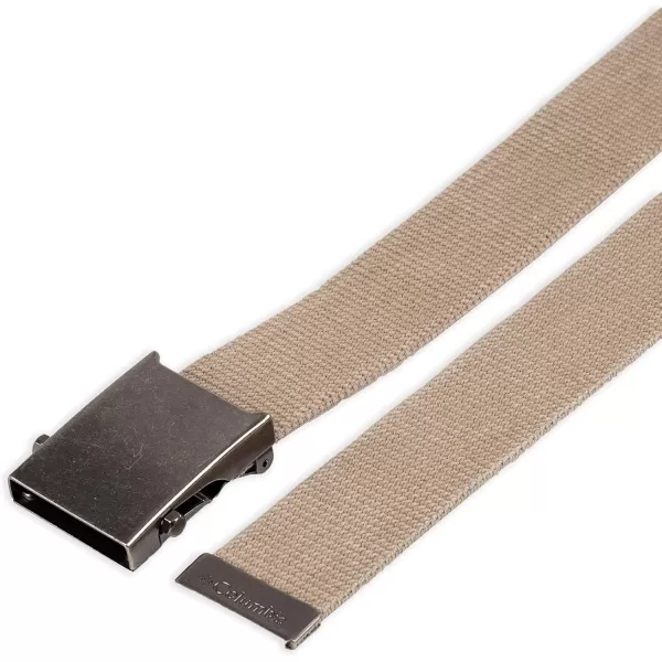 imageColumbia UnisexAdult Military Web BeltAdjustable One Size Cotton Strap and Metal Plaque Buckle1 Beige