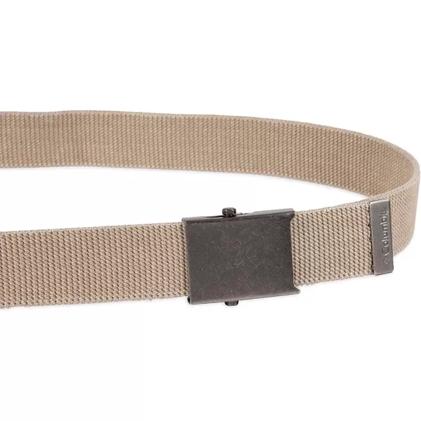imageColumbia UnisexAdult Military Web BeltAdjustable One Size Cotton Strap and Metal Plaque Buckle1 Beige
