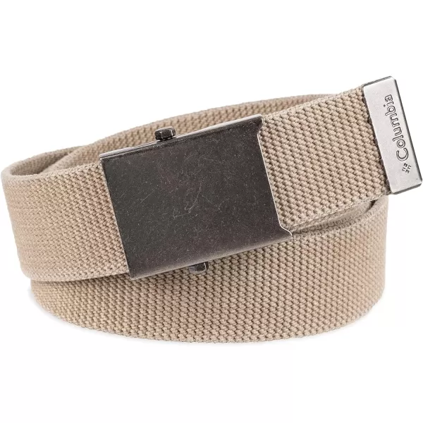imageColumbia UnisexAdult Military Web BeltAdjustable One Size Cotton Strap and Metal Plaque Buckle1 Beige