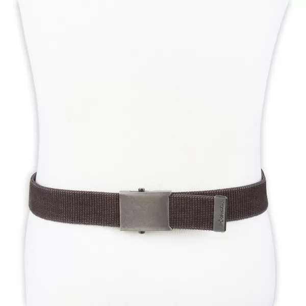 imageColumbia UnisexAdult Military Web BeltAdjustable One Size Cotton Strap and Metal Plaque Buckle1 Brown