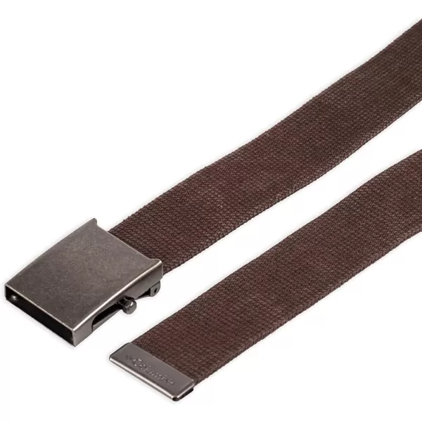 imageColumbia UnisexAdult Military Web BeltAdjustable One Size Cotton Strap and Metal Plaque Buckle1 Brown