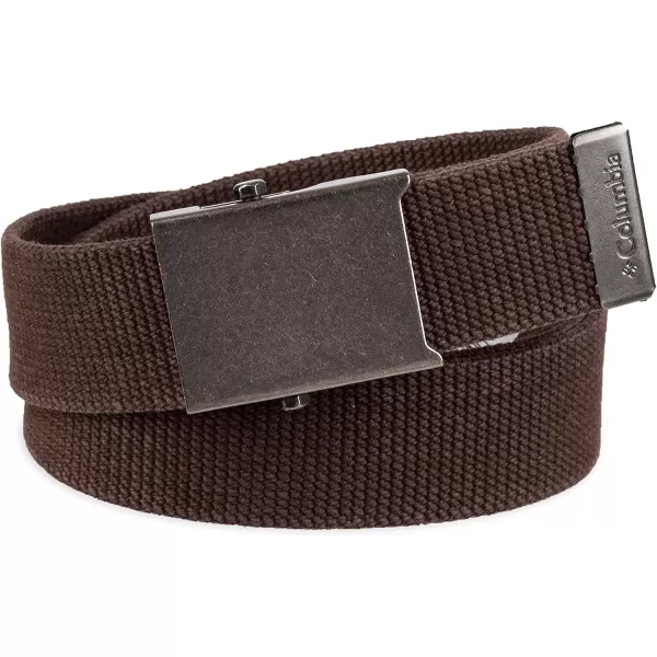 imageColumbia UnisexAdult Military Web BeltAdjustable One Size Cotton Strap and Metal Plaque Buckle1 Brown