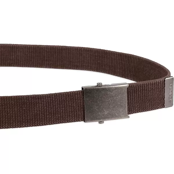 imageColumbia UnisexAdult Military Web BeltAdjustable One Size Cotton Strap and Metal Plaque Buckle1 Brown
