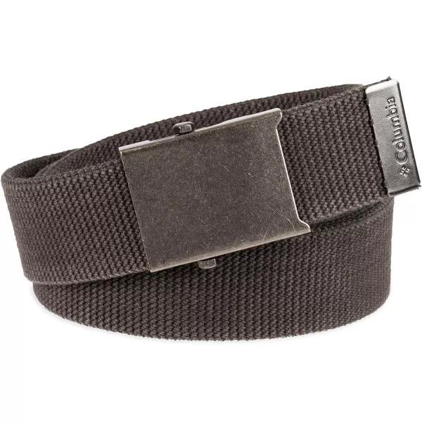 imageColumbia UnisexAdult Military Web BeltAdjustable One Size Cotton Strap and Metal Plaque Buckle1 Charcoal