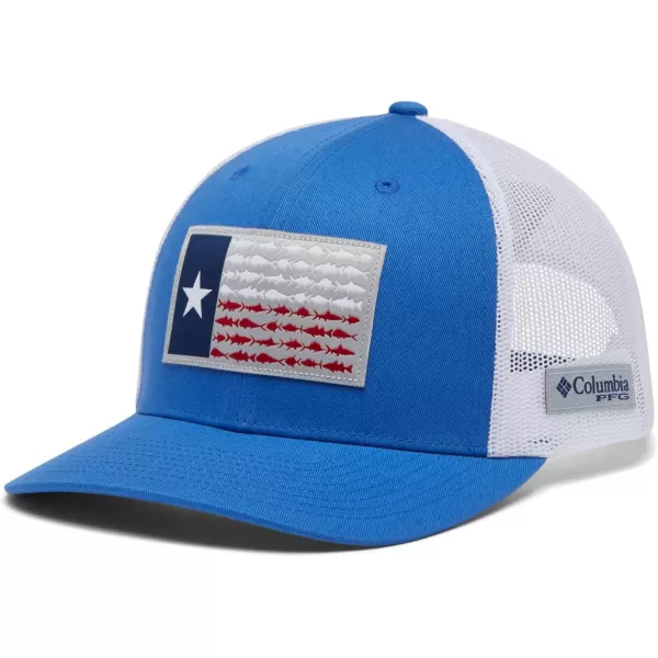 imageColumbia UnisexAdult Pfg Fish Flag Mesh Snap BackVivid BlueTexas Flag