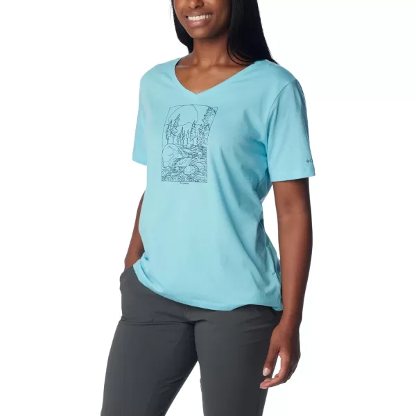 imageColumbia Womens Bluebird Day Relaxed V NeckAquamarine HeatherRocky Road