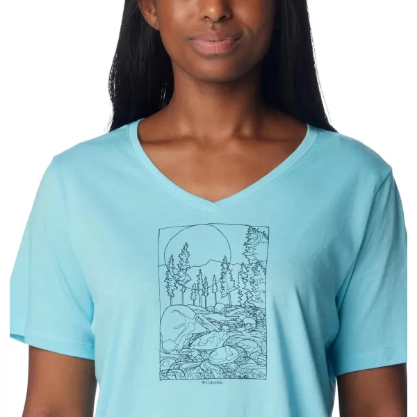 imageColumbia Womens Bluebird Day Relaxed V NeckAquamarine HeatherRocky Road