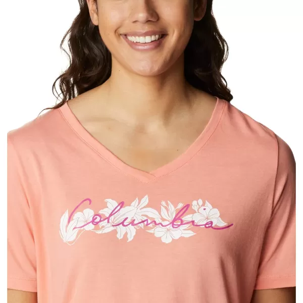 imageColumbia Womens Bluebird Day Relaxed V NeckCoral Reef HeatherLakeshore Flora