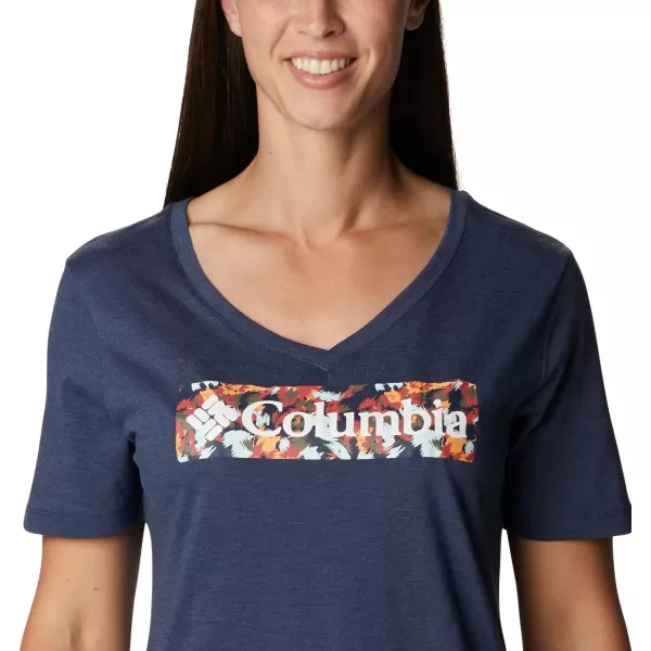 imageColumbia Womens Bluebird Day Relaxed V NeckNocturnal HeatherTyphoon Blooms Framed