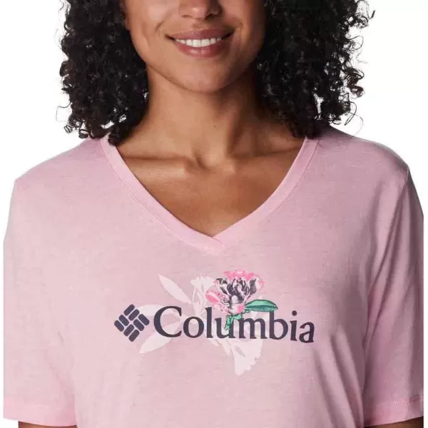 imageColumbia Womens Bluebird Day Relaxed V NeckWild Rose HeatherJubilant Flower Graphic