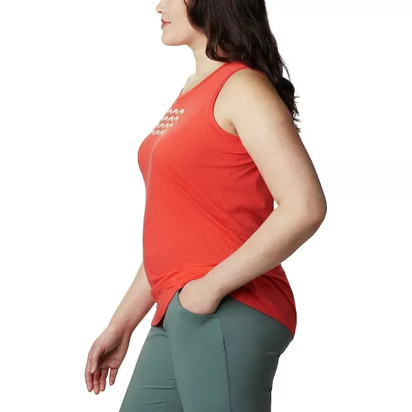 imageColumbia Womens Bluff Mesa Tank Top Lightweight Comfort StretchBright Poppy HeatherWavy Way