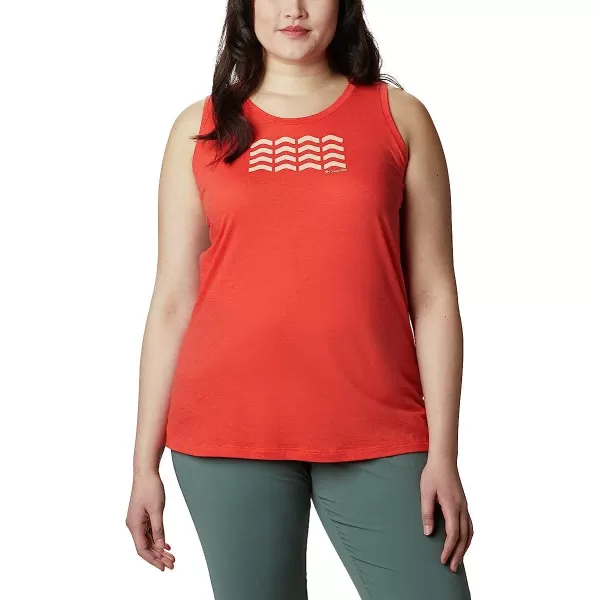 imageColumbia Womens Bluff Mesa Tank Top Lightweight Comfort StretchBright Poppy HeatherWavy Way