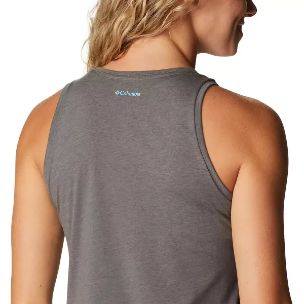 imageColumbia Womens Bluff Mesa Tank Top Lightweight Comfort StretchCharcoal HeatherFloral Leafscape