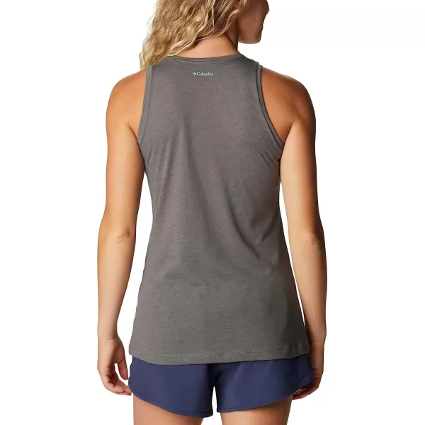 imageColumbia Womens Bluff Mesa Tank Top Lightweight Comfort StretchCharcoal HeatherFloral Leafscape