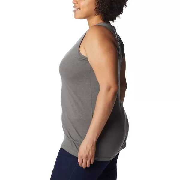imageColumbia Womens Bluff Mesa Tank Top Lightweight Comfort StretchCharcoal HeatherFloral Leafscape