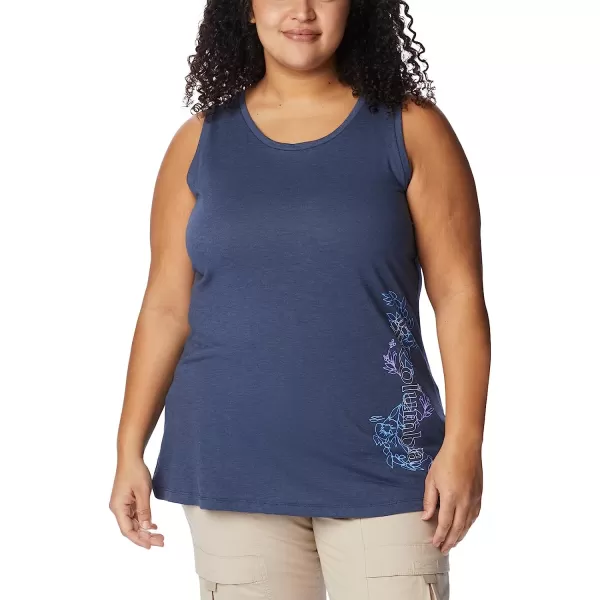 imageColumbia Womens Bluff Mesa Tank Top Lightweight Comfort StretchNocturnal HeatherBlooming Lines Graphic
