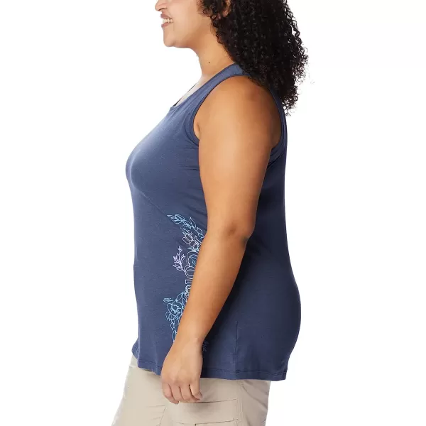 imageColumbia Womens Bluff Mesa Tank Top Lightweight Comfort StretchNocturnal HeatherBlooming Lines Graphic