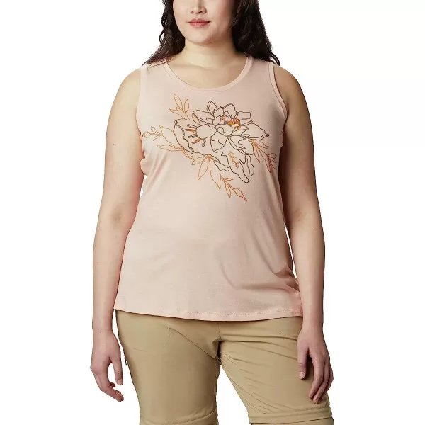 imageColumbia Womens Bluff Mesa Tank Top Lightweight Comfort StretchPeach Cloud HeatherFlower Power
