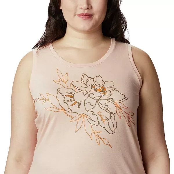 imageColumbia Womens Bluff Mesa Tank Top Lightweight Comfort StretchPeach Cloud HeatherFlower Power