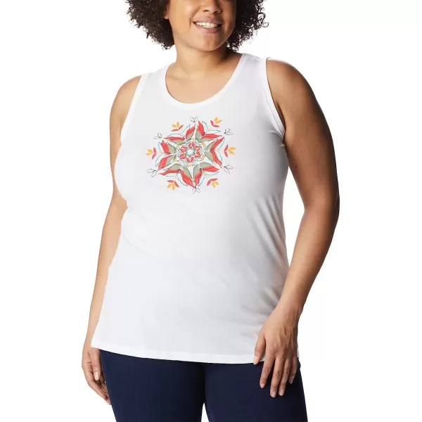 imageColumbia Womens Bluff Mesa Tank Top Lightweight Comfort StretchWhiteFloral Landscape